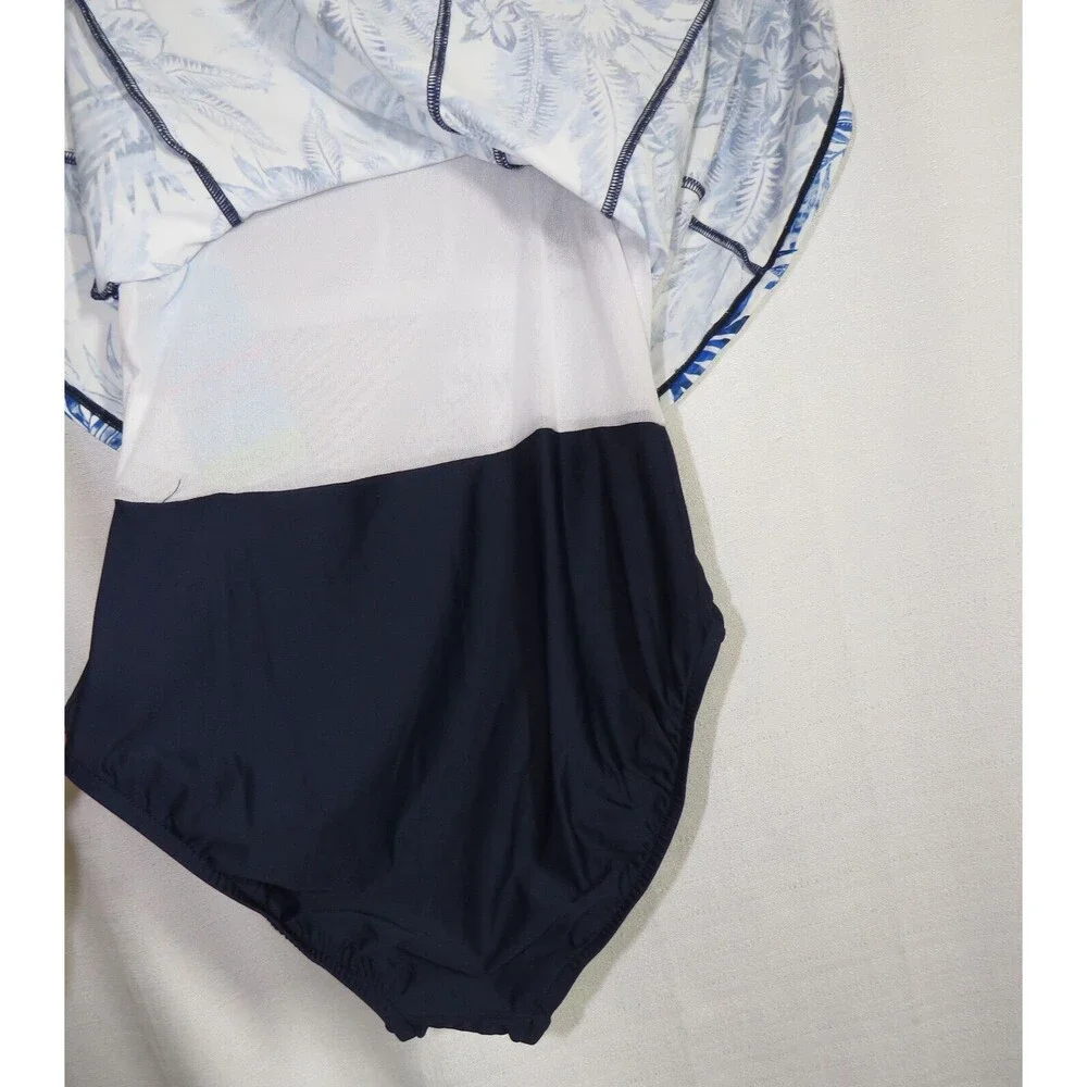 Swim Solutions Floral Padded Wireless Tummy Control Swimsuit Swim Dress Sz 10 - Picture 5 of 12